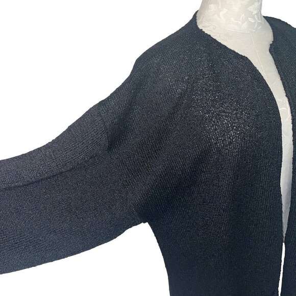 French Rags Vintage Womens Open Duster Cardigan Black Size 2 Medium Pure Rayon - Picture 6 of 13